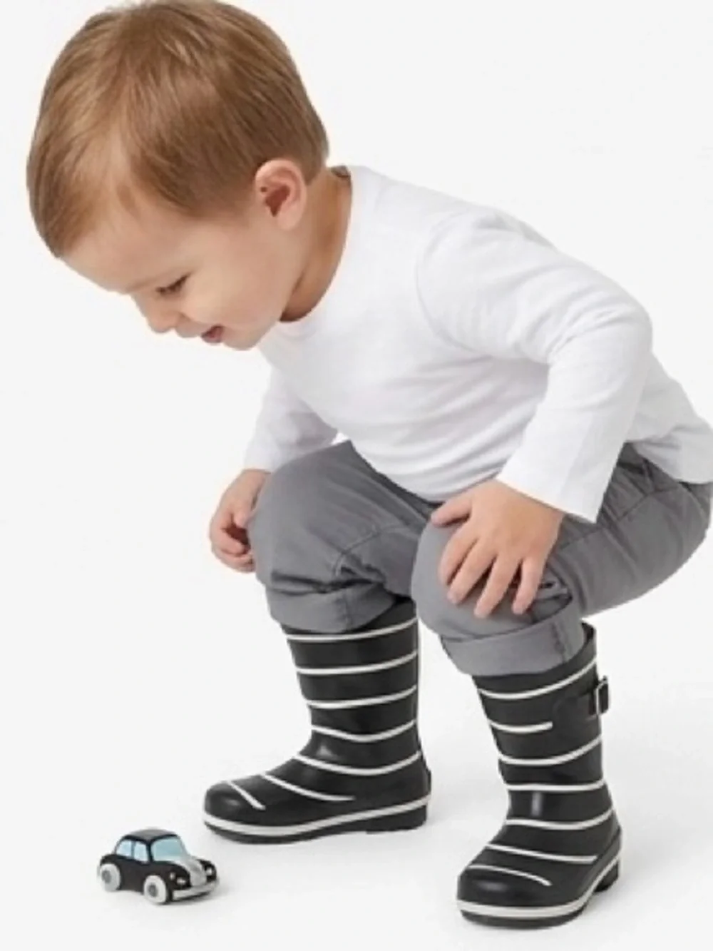 Janie and Jack Black & White Striped Rain Boots Size 9 Kids